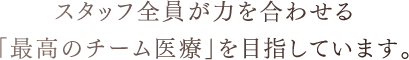 スタッフ全員が力を合わせる「最高のチーム医療」を目指しています。